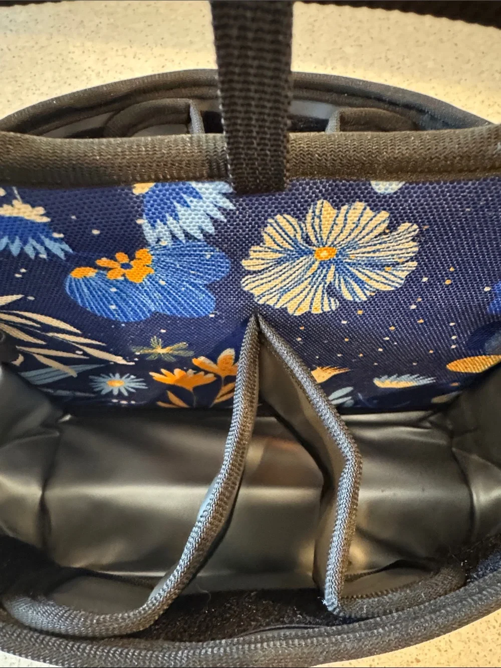 Beautyflier Blue Floral Portable Insulated Drink Carrier NWOT